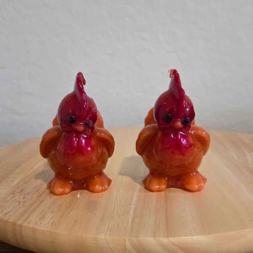 Vintage Chicken Candle Set Cottagecore